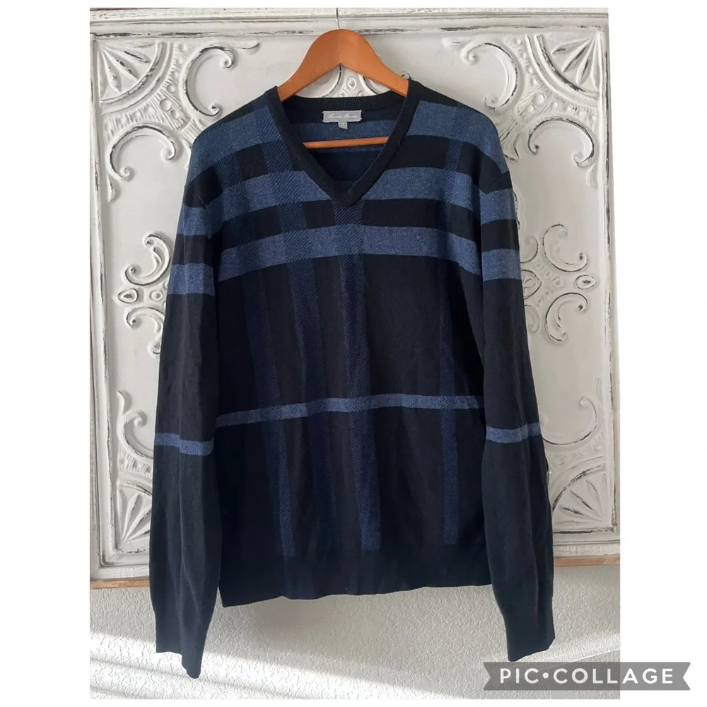 Toscano Firenze Patrick Assaraf Merino Wool Blend V-Neck Sweater Men’s XL
